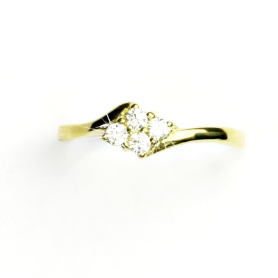 Zlatý prsten, žluté zlato, prstýnek s čirými zirkony, VR 135