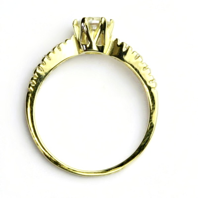Zlatý prsten, žluté zlato, prstýnek s čirými zirkony, VR 99