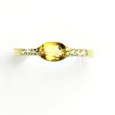 Zlatý prsten, žluté zlato, prstýnek s přírodním citrínem pálený, VR 237 