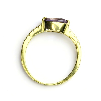 Zlatý prsten,čiré zirkony a přírodní světlý ametyst, žluté i bílé zlato - VR 237 