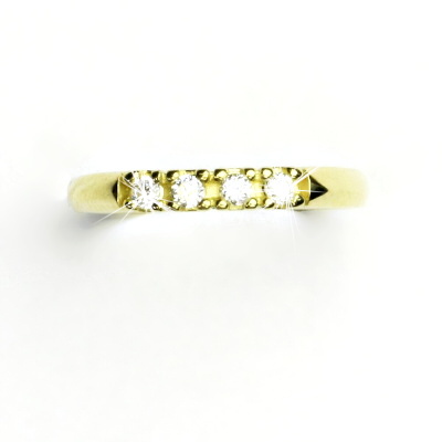 Zlatý prsten, žluté zlato, prstýnek s čirými zirkony, T 1274