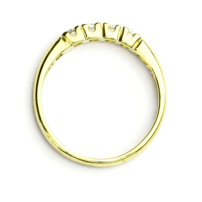 Zlatý prsten, žluté zlato, prstýnek s čirými zirkony, T 1274