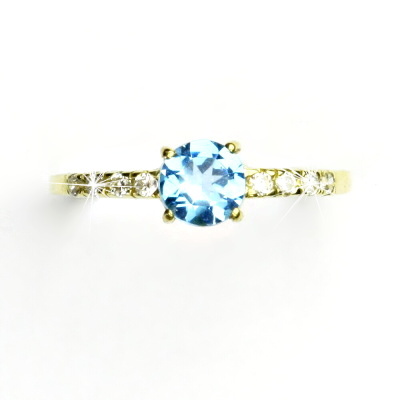 Zlatý prsten, žluté i bílé zlato ,čiré zirkony a přírodní topaz swiss - VR 312