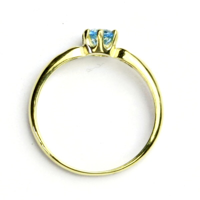 Zlatý prsten s čirými zirkony, přírodní topaz swiss, žluté zlato, VLZDR048 