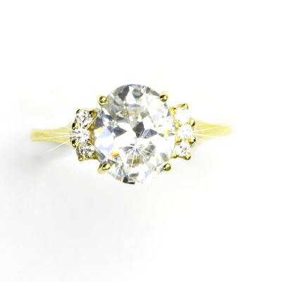 Zlatý prsten, žluté i bílé zlato, prstýnek s čirými zirkony - T 1497