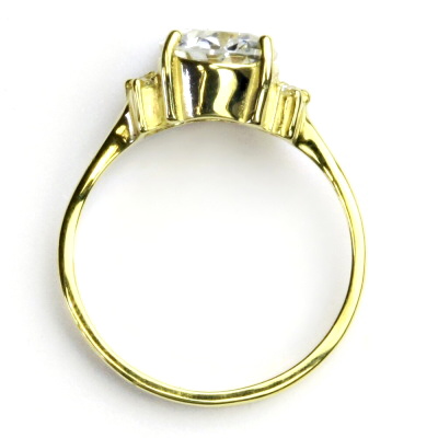 Zlatý prsten, žluté i bílé zlato, prstýnek s čirými zirkony - T 1497