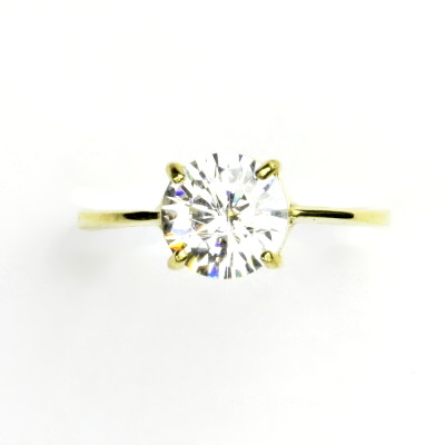 Zlatý prsten, žluté i bílé zlato, prstýnek s čirým zirkonem, T 1357