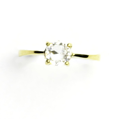 Zlatý prsten, žluté i bílé zlato, čirý zirkon 6 mm - T 1250