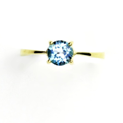 Zlatý prsten, žluté i bílé zlato, přírodní topaz swiss 6 mm - T 1250