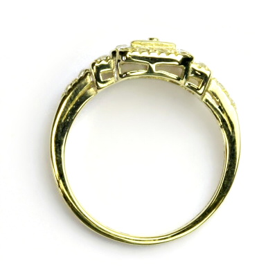 Zlatý prsten, žluté i bílé zlato, prstýnek s čirými zirkony, VR 210