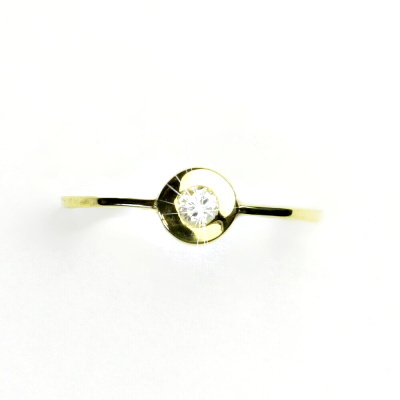 Zlatý prsten, žluté zlato, prstýnek s čirým zirkonem, T 1116