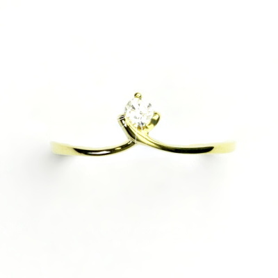 Zlatý prsten, žluté zlato, prstýnek s čirým zirkonem, VR 208