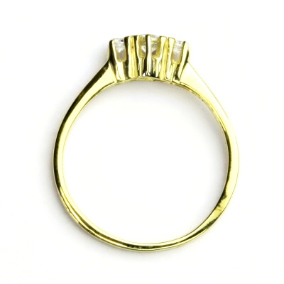 Zlatý prsten, žluté zlato, čirý zirkon, prstýnek ze zlata, T 1222