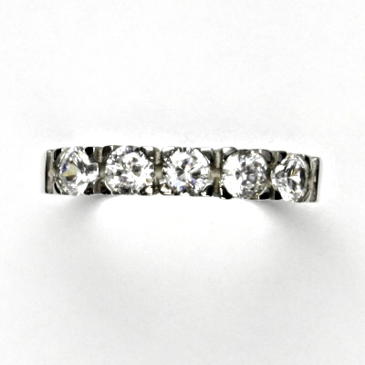 Zlatý prsten, bílé i žluté zlato, čiré zirkony - T 1270