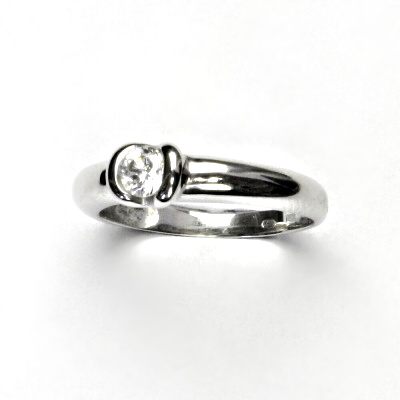 Zlatý prsten, bílé zlato, čirý zirkon - VR 8 