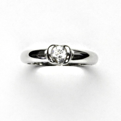 Zlatý prsten, bílé zlato, čirý zirkon - VR 8 