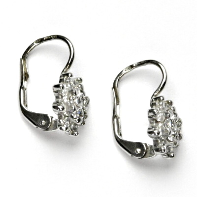 Zlaté náušnice, bílé zlato, kytičky, zirkony, náušnice ze zlata, VE 50