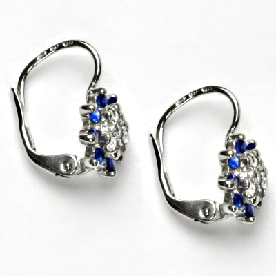 Stříbrné náušnice kytičky, čiré zirkony a spinly - VE 50 