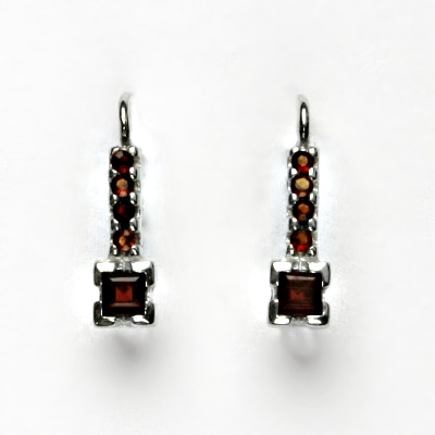 Zlaté náušnice, bílé zlato, přírodní granáty, náušnice ze zlata, VE 59 