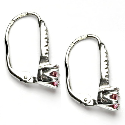 Zlaté náušnice, bílé i žluté zlato, zirkony čiré a pink - VE 10