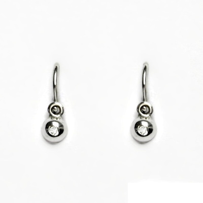 Zlaté dětské náušnice, čirý zirkon, bílé zlato, náušnice ze zlata, NK 1328