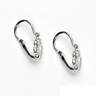 Zlaté dětské náušnice, čiré zirkony, bílé zlato, VE 251