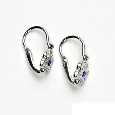 Zlaté dětské náušnice, zirkony čiré a spinel, bílé zlato, VE 251 (252)