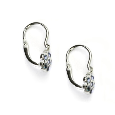 Dětské náušnice,bílé zlato, zirkony akvamarin, VE 210 