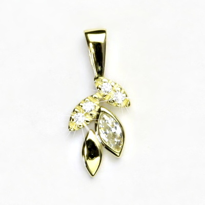 Zlatý přívěsek, žluté zlato, čiré zirkony - VP 90