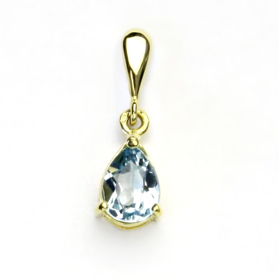 Zlatý přívěsek, žluté zlato, přírodní topaz sky,  P 1361