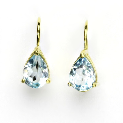 Zlaté náušnice, žluté zlato ,přírodní topaz sky, náušnice s topazem, NK 1361