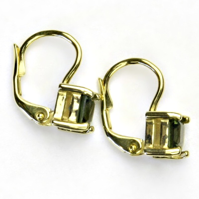 Zlaté náušnice, žluté i bílé zlato, přírodní vltavín, NK 1370