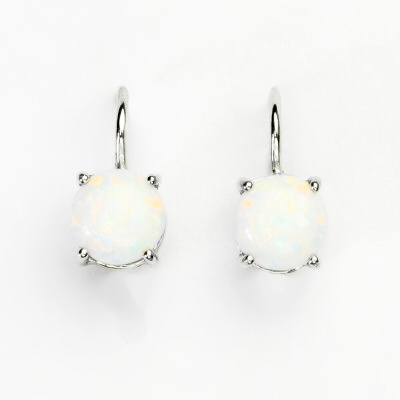 Zlaté náušnice,bílé i žluté zlato,syntetický bílý opál - NK 1252