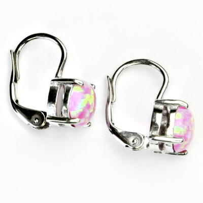 Zlaté náušnice,bílé i žluté zlato,syntetický růžový opál - NK 1252 