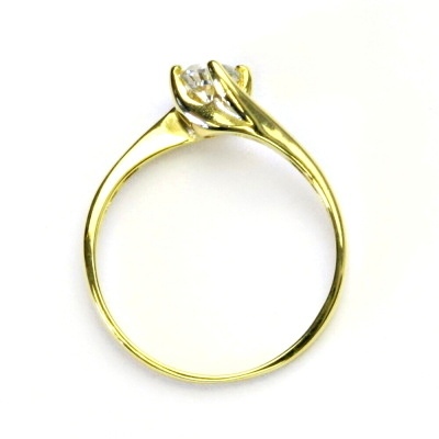 Zlatý prsten s diamantem 0,22 ct, žluté zlato, VR 282