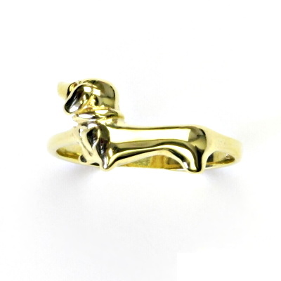 Zlatý prsten jezevčík , žluté i bílé zlato - T 320