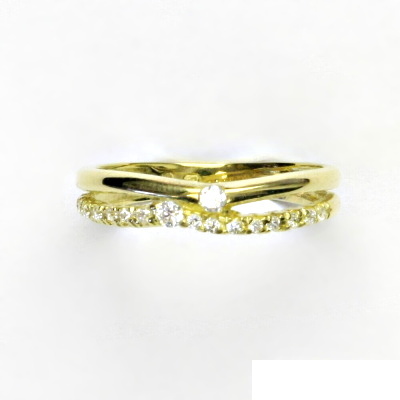 Zlatý prsten s brilianty (diamanty), žluté zlato 14 kt, T 1406