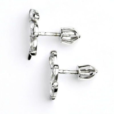 Zlaté náušnice, bílé zlato, náušnice s čirými zirkony, VE 167