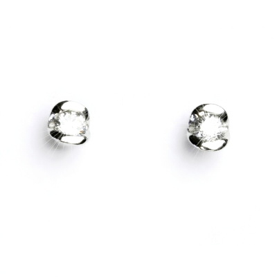 Stříbrné náušnice,  čiré zirkony - VE 13