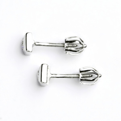 Zlaté náušnice, bílé zlato, náušnice se zirkony, čiré zirkony, VE 93 