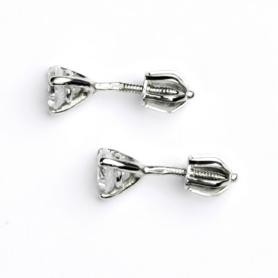 Zlaté náušnice, bílé zlato, náušnice se zirkony, čiré zirkony, VE 11