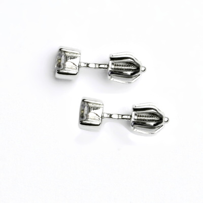 Zlaté náušnice, bílé zlato, náušnice se zirkony, čiré zirkony, VE 35 