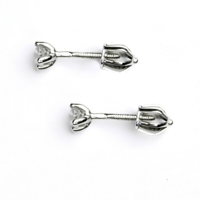 Zlaté náušnice, bílé zlato, náušnice se zirkony, čiré zirkony, VE 73