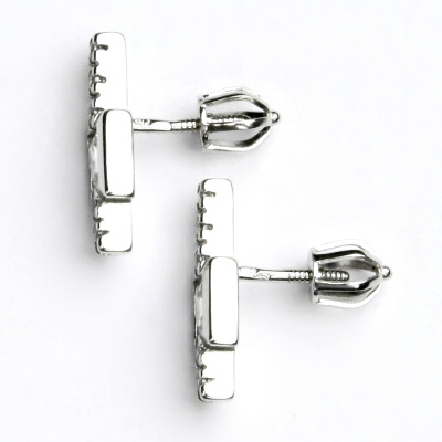 Zlaté náušnice s čirými zirkony, bílé zlato - VE 69