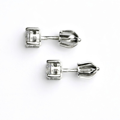 Zlaté náušnice, bílé zlato, náušnice s čirými zikony, VE 34 