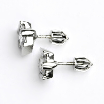 Zlaté náušnice , bílé i žluté zlato, čirý zirkon - VE 16