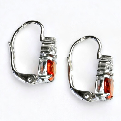 Stříbrné náušnice, zirkony čiré a oranž - VE 168 