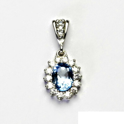 Zlatý přívěsek Kate, bílé zlato, přírodní topaz swiss, čiré zirkony, P 1507/2