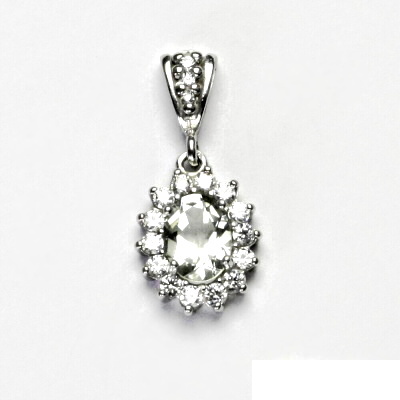 Zlatý přívěsek Kate, bílé i žluté zlato, přírodní křišťál, čiré zirkony, P 1507/2