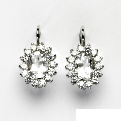 Zlaté náušnice Kate, bílé i žluté zlato, přírodní křišťál a čiré zirkony - NK 1507